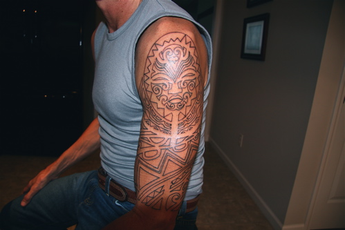 Hawaiian tattoo, side arm view. Herein are the photos of my tattoo outlined